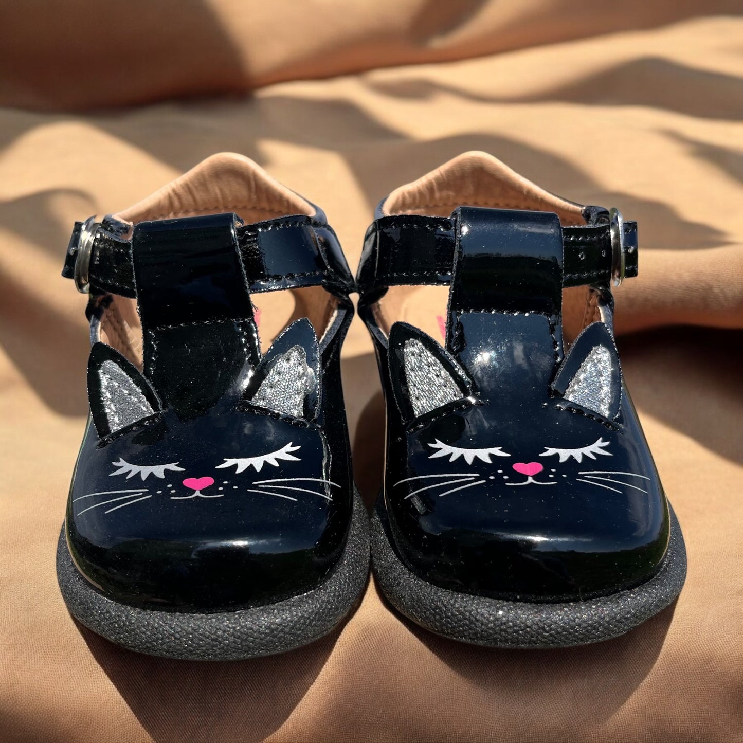 Baby Shoes Black Kitty Charm