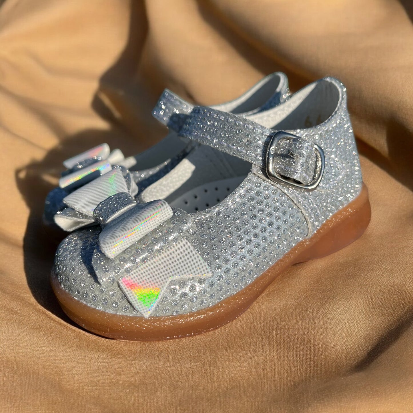 Baby Shoes Silver Bow